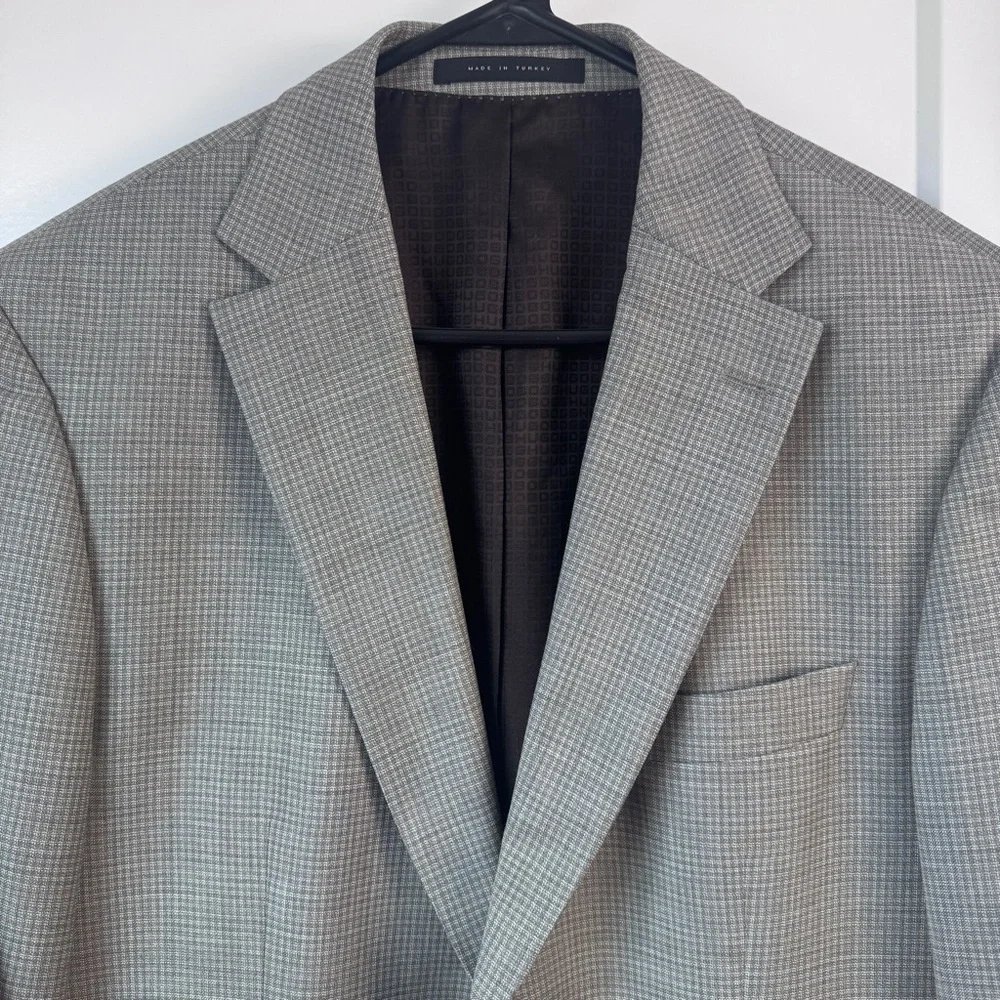 BOSS Hugo Boss Pasini1 Virgin Wool Blazer Sport Coat Brown Gray 40R